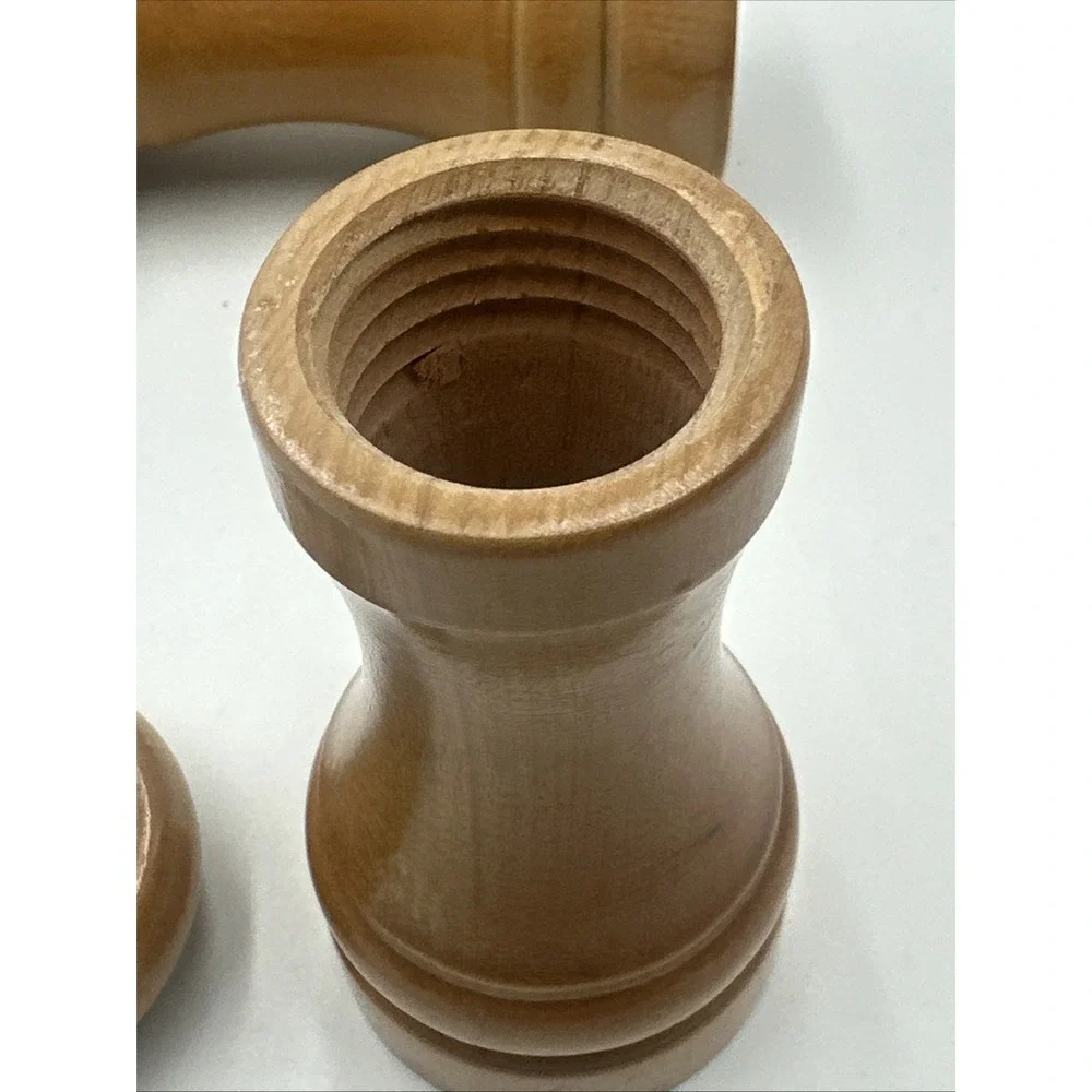 Vintage Wood Salt & Pepper Shakers Set 4